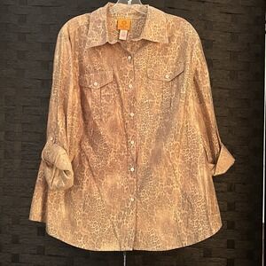 Ruby Road Woman Long Sleeve Animal Print Top Blouse Sz‎ 16 Excellent Condition!